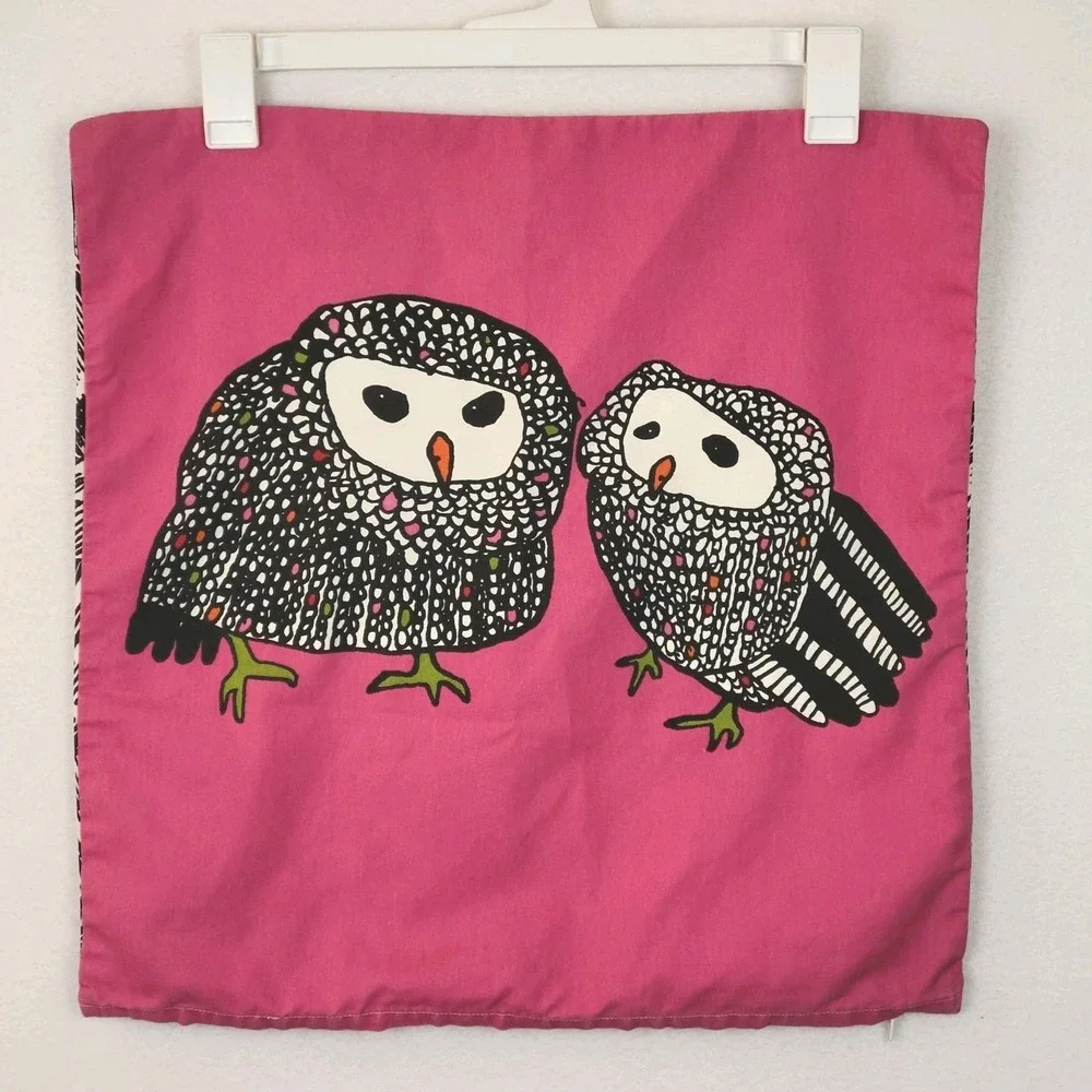 IKEA Gulört Pink Owl Pillow Cover 20x20 Scandi Woodland VTG 90s Retired